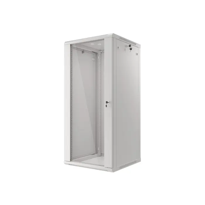 Lanberg wall-mounted installation rack cabinet 19'' 27U 600x600mm gray (glass door)