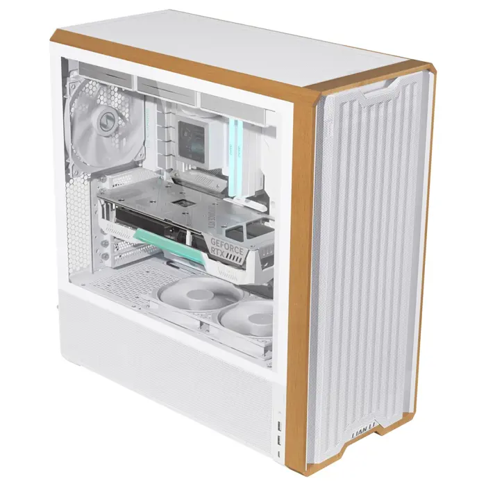 Lian Li Lancool LAN217W computer case Midi Tower White, Wood