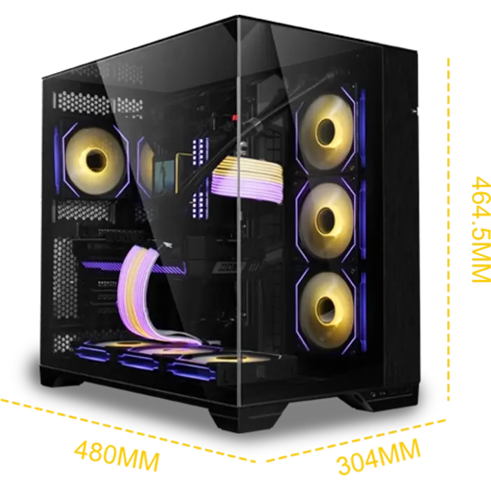 Lian Li O11 Vision Compact, Midi-Tower, E-ATX, Tempered Glass - black-O11VPX