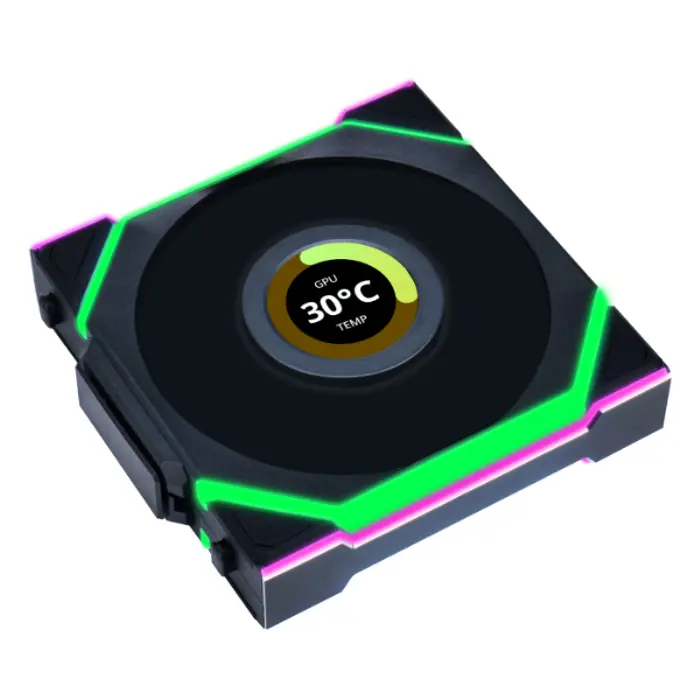 Lian Li UNI FAN SL Wireless LCD Lüfter, ARGB, PWM - 120 mm, black-12SLLCD1W1B