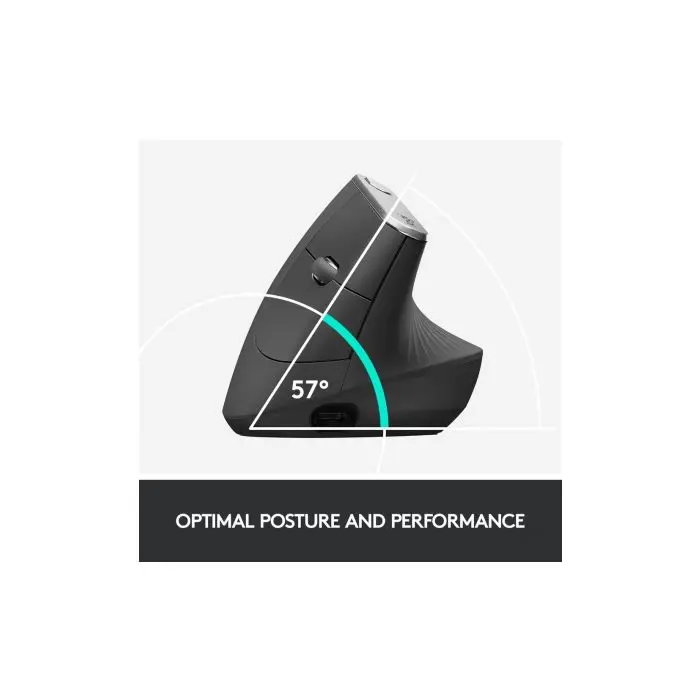Logitech ergonomic mouse cordless MX VERTICAL bluetooth, unifying, USB-C