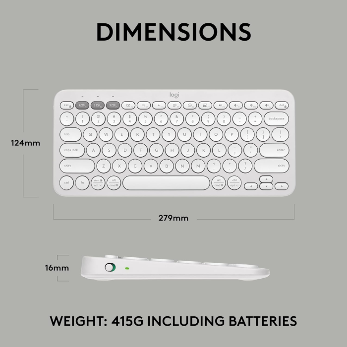 Logitech Keyboard Pebble Keys 2 K380s Multi-Device, white, SLO Mr.