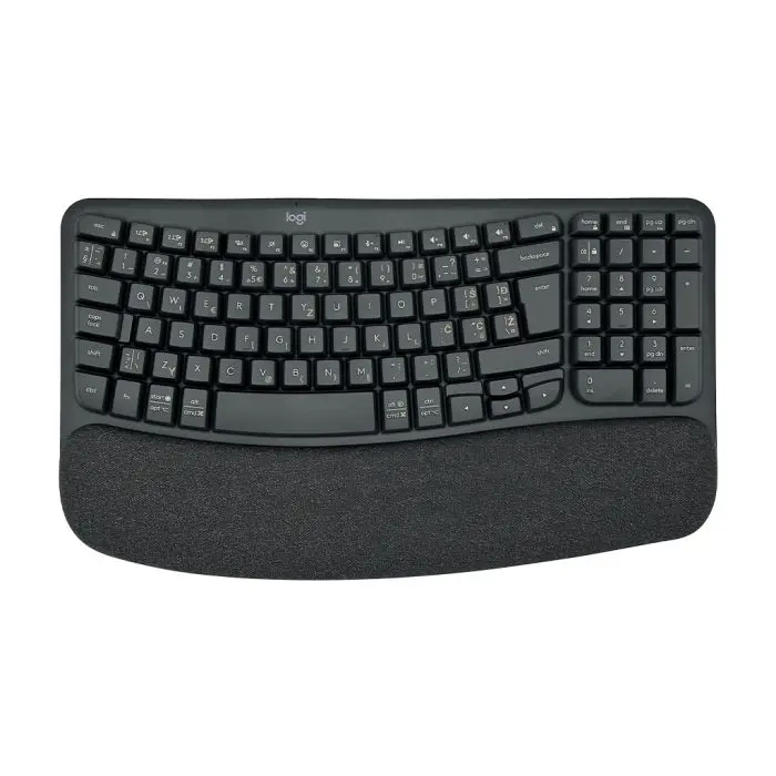 Logitech wireless keyboard ergonomic Wave Keys black SLO engraving
