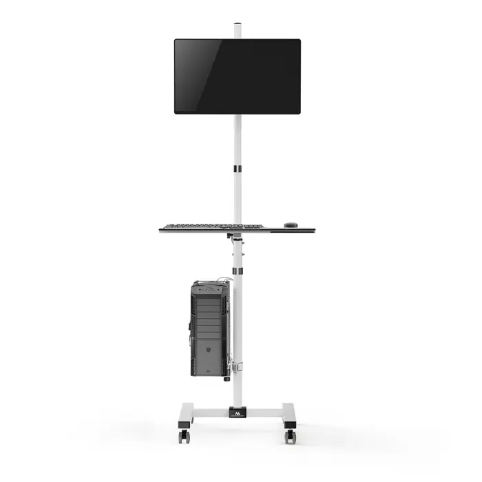 Maclean professional stand trolley, mobile computer workstation on wheels, max 17"-32", max 20kg, MC-793 W