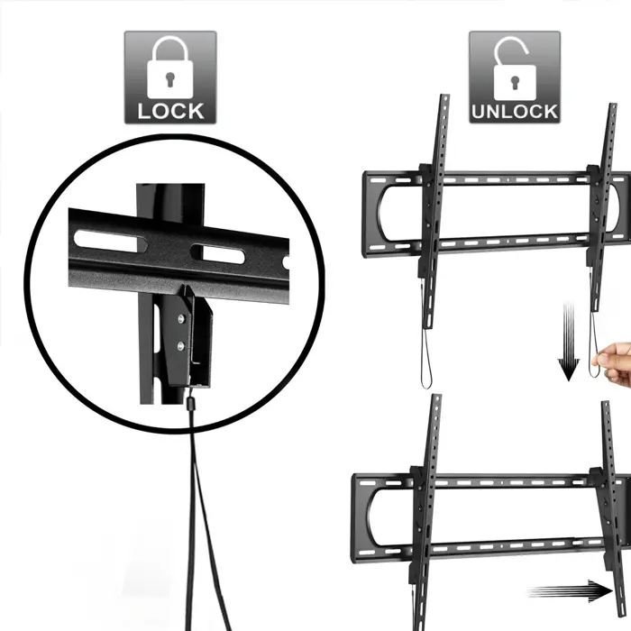 Maclean TV or monitor mount, max. VESA 900x600, 60-120", 120kg, black, MC-750N