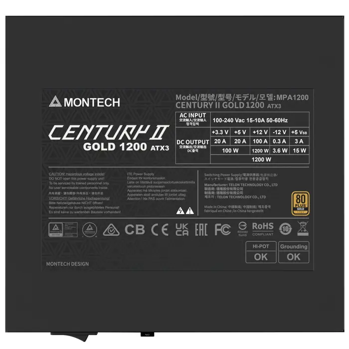 Montech Century II 80 PLUS Gold napajanje, vollmodular, ATX 3.1, PCIe 5.1 - 1200 Watt-CENTURY II 1200W