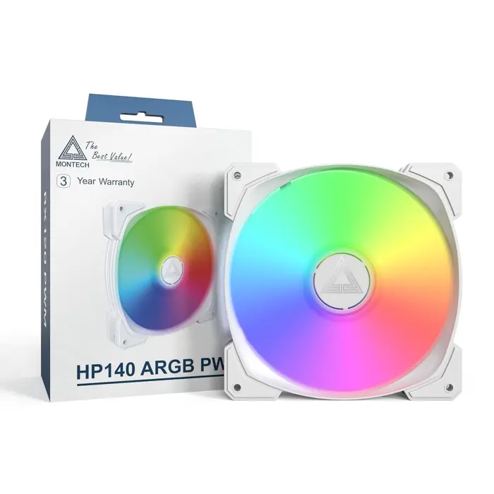 Montech HP140 PWM ARGB Lüfter, 3er Pack - 140mm, white-HP140 ARGB PWM (W) 3 IN 1