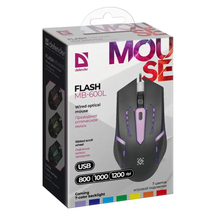 MOUSE DEFENDER FLASH MB-600L OPTIC LED 1200dpi 4P