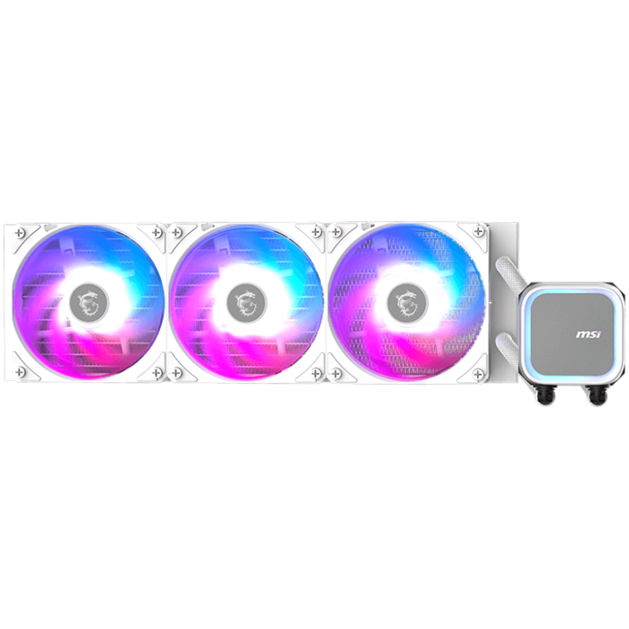 MSI MAG CORELIQUID A13 360 WHITE, 3x120mm Pre-installed ARGB Daisy Chain Fans, Replacable Top Cover, Copper Base Intel LGA 1700/1851, AMD AM5/AM4, 3Y Warranty