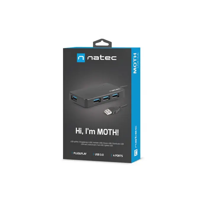 NATEC Hub USB 3.0 Moth (4 ports, black)
