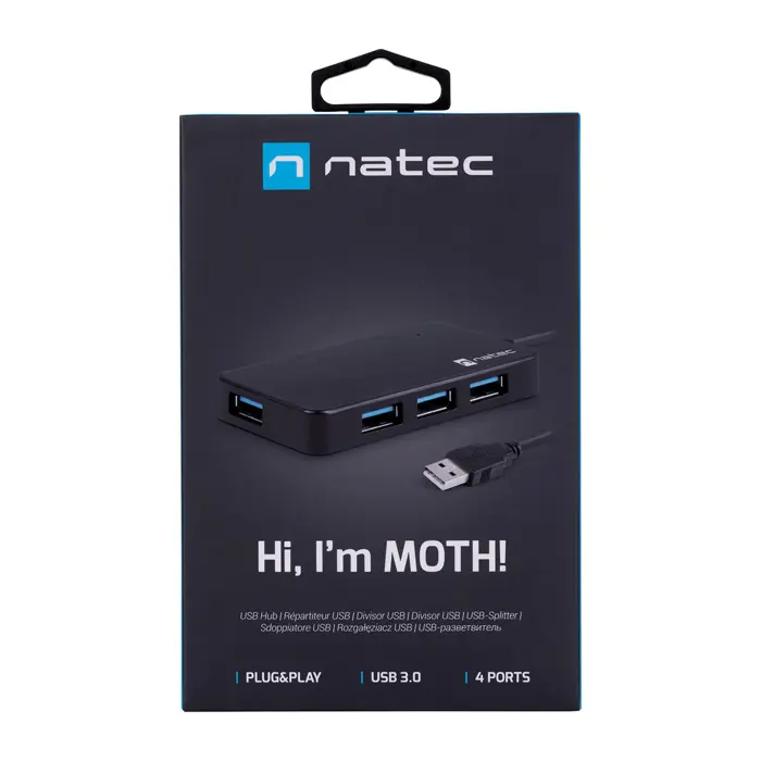 NATEC Hub USB 3.0 Moth (4 ports, black)