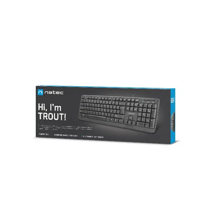 NATEC KEYBOARD TROUT SLIM USB, US LAYOUT, BLACK