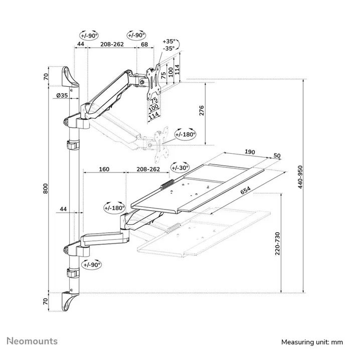 Neomounts 17"-32" 1TFT Workplace wandmontiert    schw. Max.9