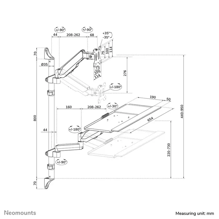 Neomounts 17"-32" 1TFT Workplace wandmontiert    schw. Max.9