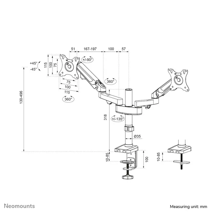 Neomounts DS70-750BL2 monteringssat -