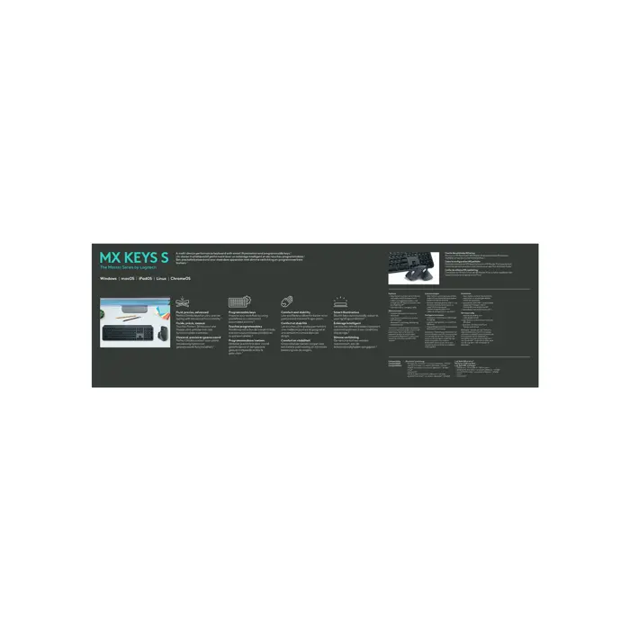 NL Logitech MX Keys S Wireless Keyboard Graphite US Layout