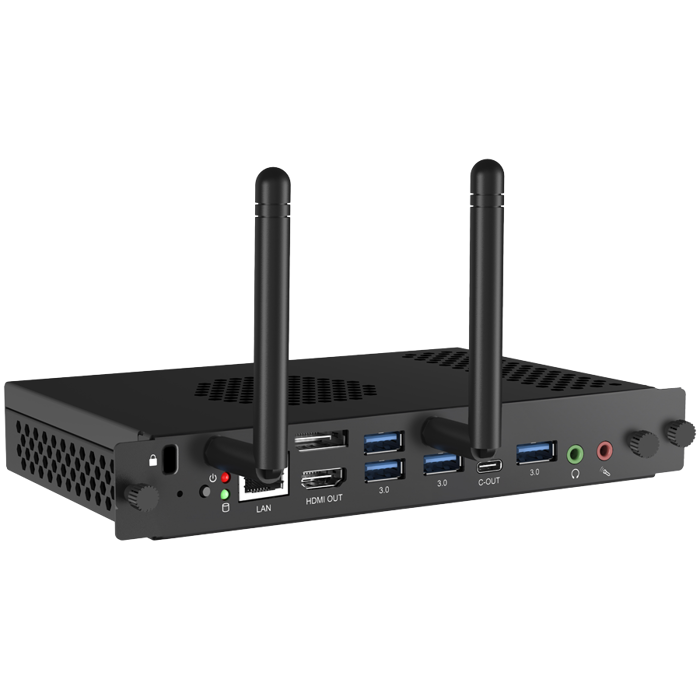 OPS Slot PC-Module with UW5K supported, Low Noise, Intel Core i5-12450H /Intel UHD Graphics /8GB DDR4 Memory, M2 256GB SSD, WiFi6, 1GB LAN, Bluetooth 5.2, 4xUSB3.2, 2xUSB2.0, USB Type-C, DP & HDMI-out