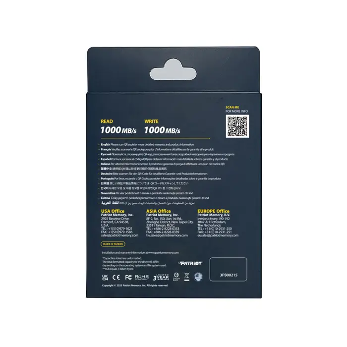 Patriot Transporter LT 1TB USB3.2 Type-C SSD 1000 MB/s Alu Black