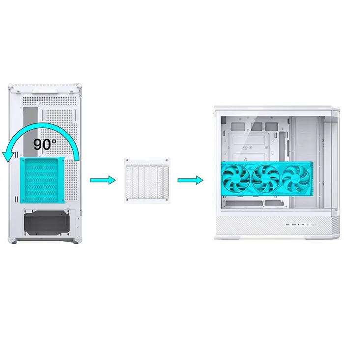 PC Case Jonsbo D400, ATX, Tempered Glass - White