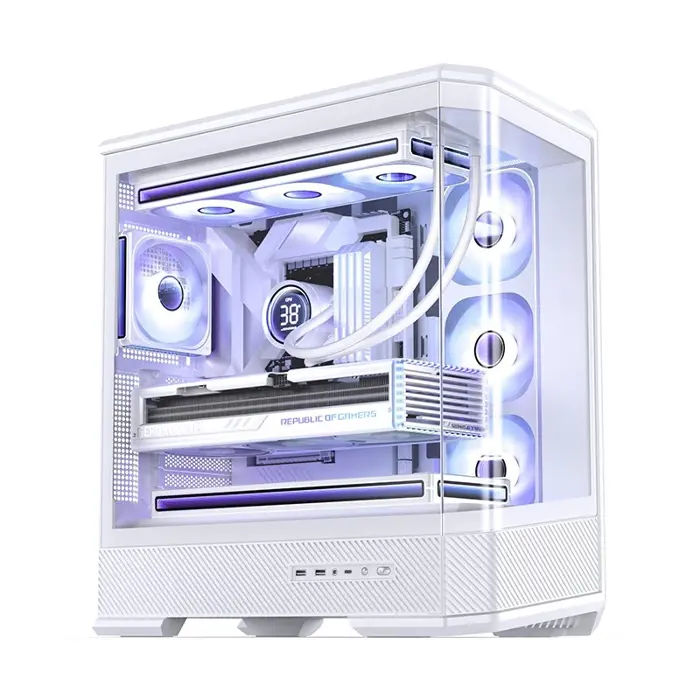PC Case Jonsbo D400, ATX, Tempered Glass - White