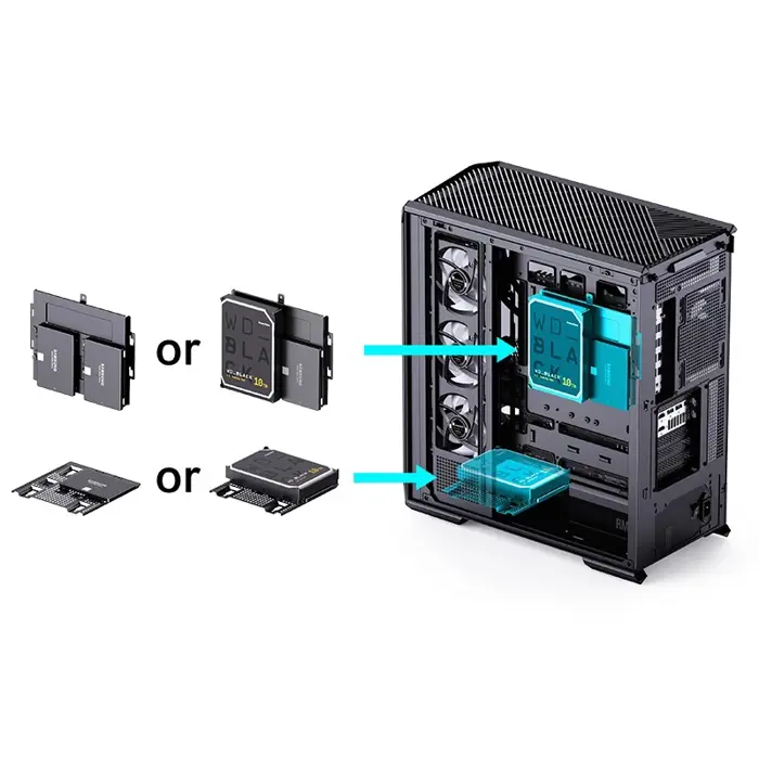 PC Case Jonsbo D400, Midi Tower, ATX, Glass