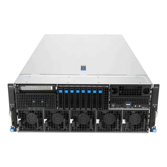 Platforma Asus Rack (4U) ESC8000A-E13X AMD EPYC 9005 (8xNVMe, 2xM.2, 2x10Gbe, 8xQSFP, IPMI, R3200W)