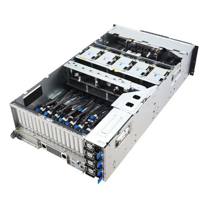 Platforma Asus Rack (4U) ESC8000A-E13X AMD EPYC 9005 (8xNVMe, 2xM.2, 2x10Gbe, 8xQSFP, IPMI, R3200W)