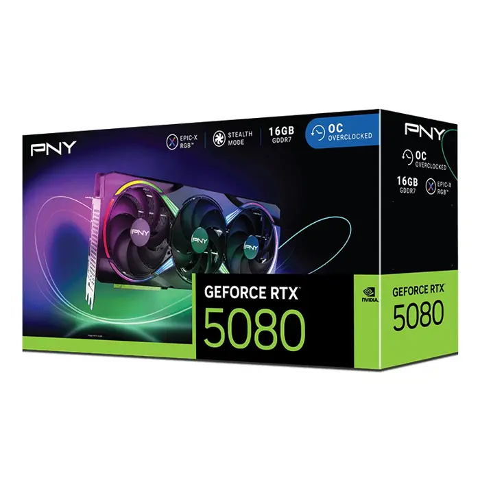 PNY GeForce RTX 5080 ARGB OC - 16 GB GDDR7 graphics card