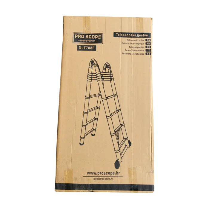ProScope teleskopske ljestve (Preklopne) #DLT708F (2x8 stepenica / 237-500 cm) + stabilizator - PRO