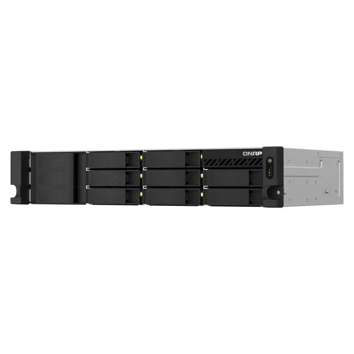 "QNAP NAS for 8 disks, 4GB RAM, 2.5Gb network, rack 2U."