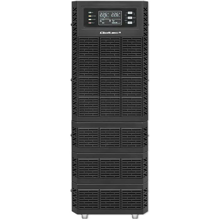 Qoltec 52284 Uninterruptible Power Supply UPS | 10kVA | 10000W | Power factor 1.0 | LCD | EPO | USB | On-line