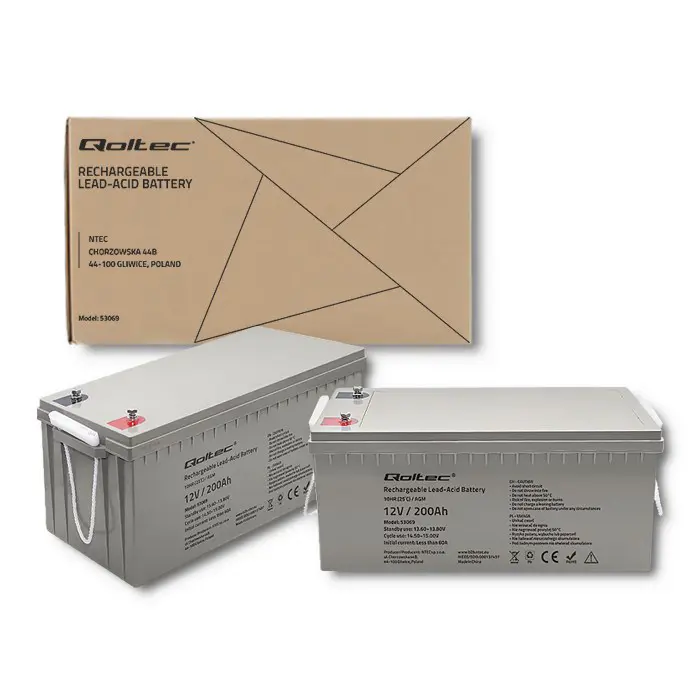 Qoltec 53069 AGM battery | 12V | 200Ah | max. 3000A