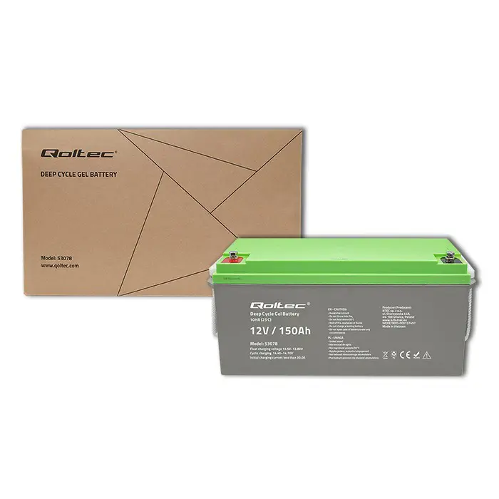 Qoltec 53078 Deep Cycle Gel battery| 12V | 150Ah | 44.5kg