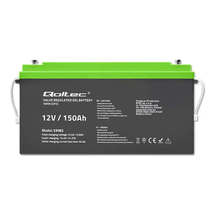 Qoltec 53082 Gel battery | 12V | 150AH