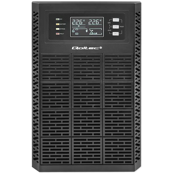 Qoltec Uninterruptible Power Supply (UPS) | 3kVA | 3000W | Power Factor 1.0 | LCD | EPO | USB | Online