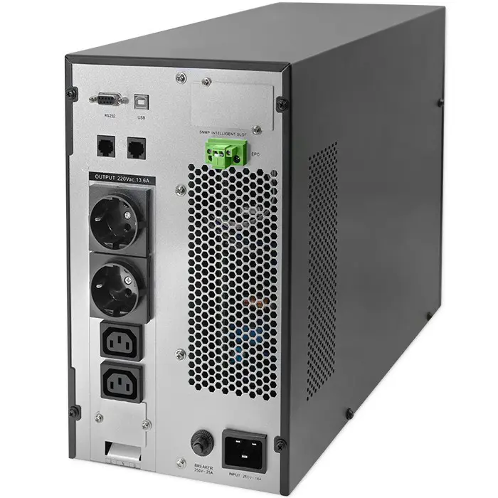 Qoltec Uninterruptible Power Supply (UPS) | 3kVA | 3000W | Power Factor 1.0 | LCD | EPO | USB | Online