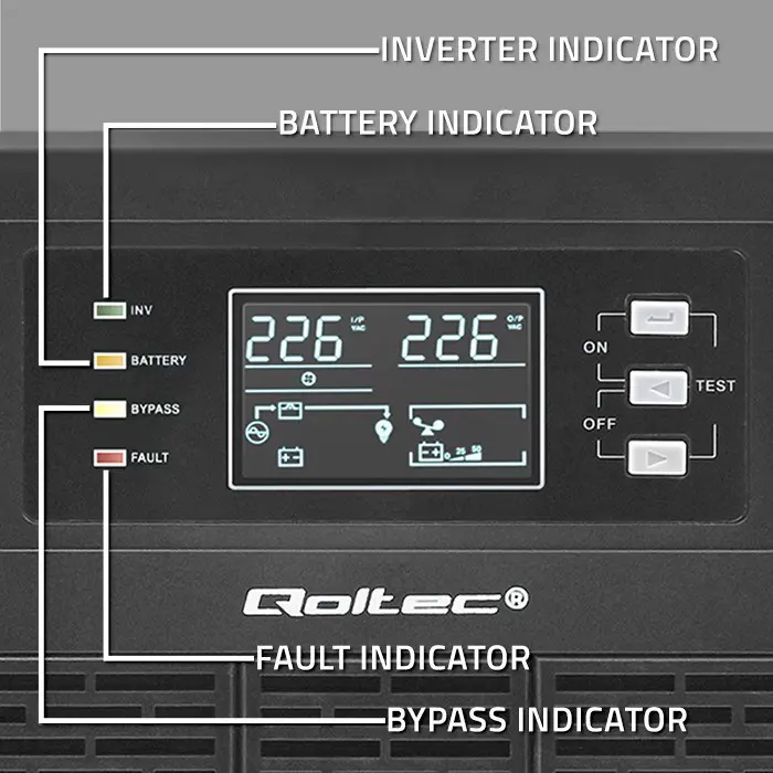 Qoltec Uninterruptible Power Supply (UPS) | 6kVA | 6000W | Power Factor 1.0 | LCD | EPO | USB | Online