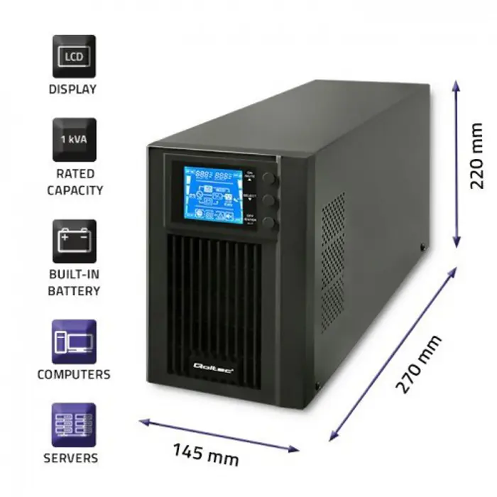 Qoltec - UPS - 800 Watt - 1000 VA