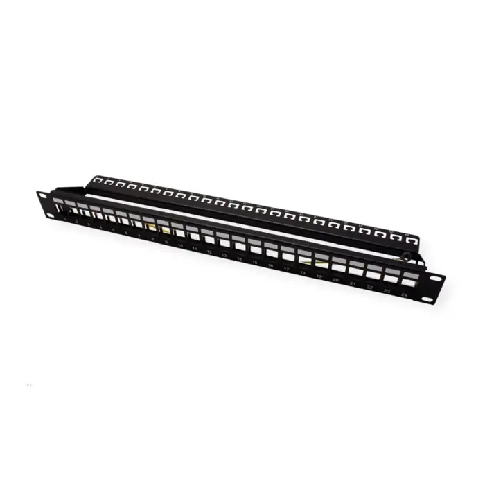 Roline 24-portni Patch Panel (prazni) 19" Keystone STP Cat.5/6/6a/Class E, crni