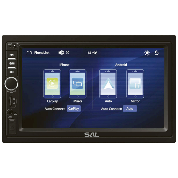 SAL Auto radio, 4 x 45W, 7" LCD Display, BT, USB, microSD - VBX910