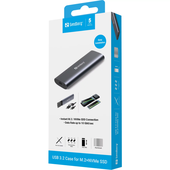 Sandberg USB 3.2 M.2 NVMe ohišje za SSD disk