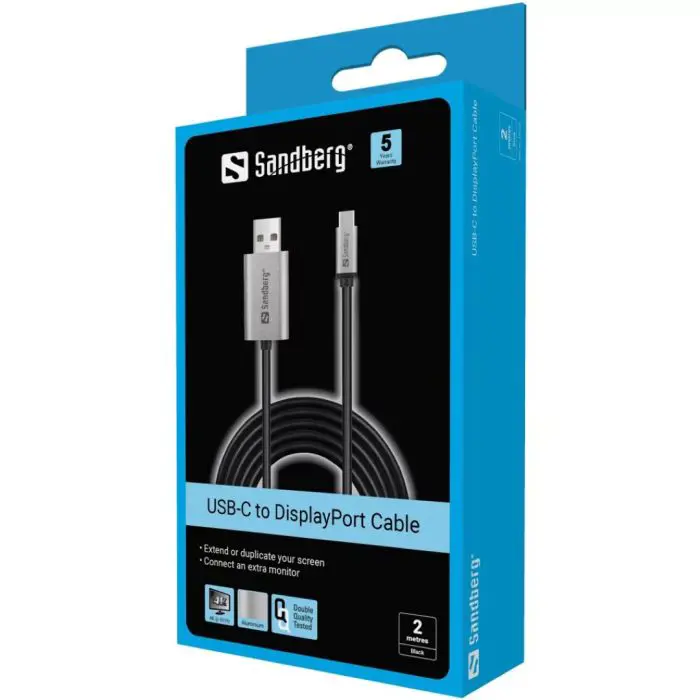 Sandberg USB-C to DisplayPort video connection cable 2m