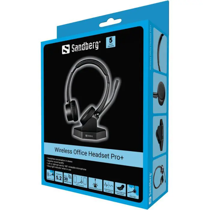 Sandberg Wireless Office Headset Pro+ with microphone