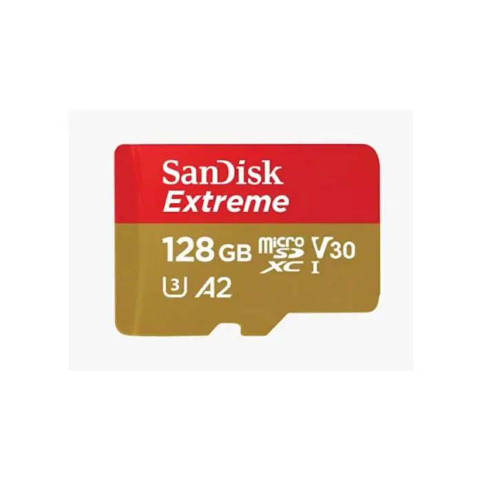 SanDisk Extreme microSDXC 128GB for Action Cams and Drones + SD Adapter 190MB/s & 90MB/s A2 C10 V30 UHS-I U3