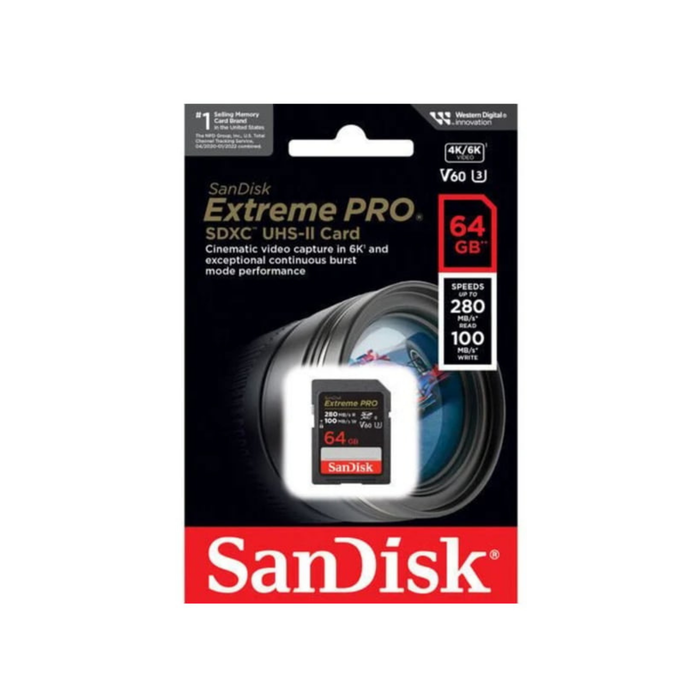 SanDisk Extreme PRO 64GB V60 UHS-II SD 280/100MB/s,V60,C10,UHS-II