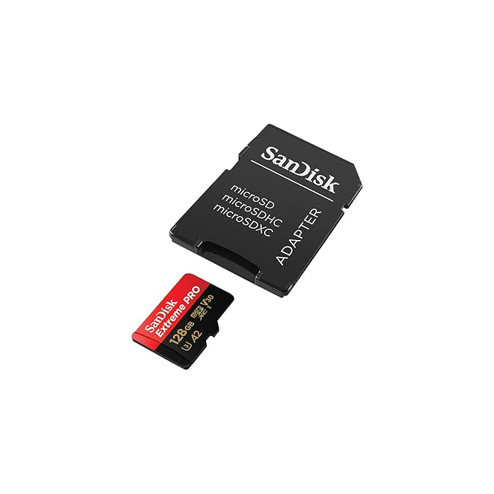 SanDisk Extreme PRO microSDXC 128GB + SD Adapter up to 200MB/s & 90MB/sA2 C10 V30 UHS-I U3