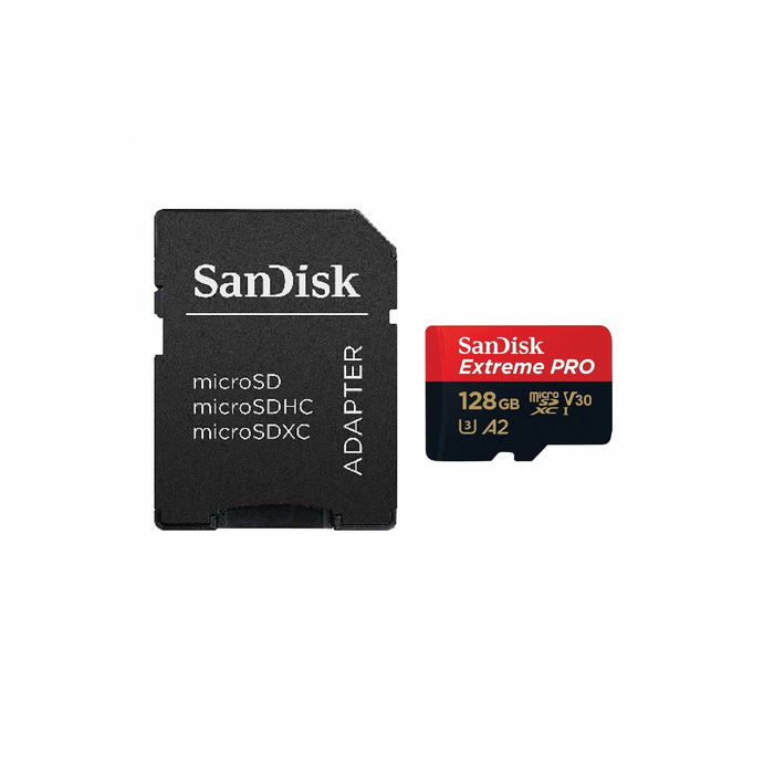 SanDisk Extreme PRO microSDXC 128GB + SD Adapter up to 200MB/s & 90MB/sA2 C10 V30 UHS-I U3