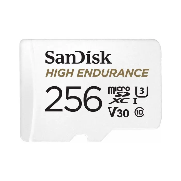 SanDisk High Endurance video microSDHC 256GB + SD Adapter Full HD / 4K video, up to 100/40 MB/s C10, U3, V30