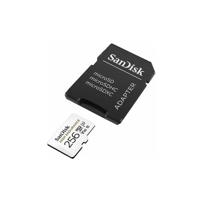 SanDisk High Endurance video microSDHC 256GB + SD Adapter Full HD / 4K video, up to 100/40 MB/s C10, U3, V30