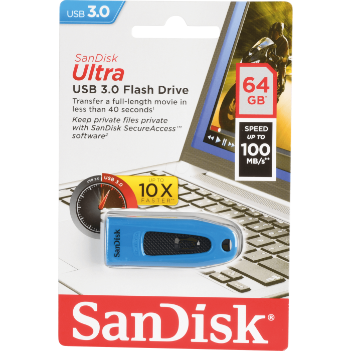 SanDisk Ultra 64GB USB 3.0 memory stick - blue